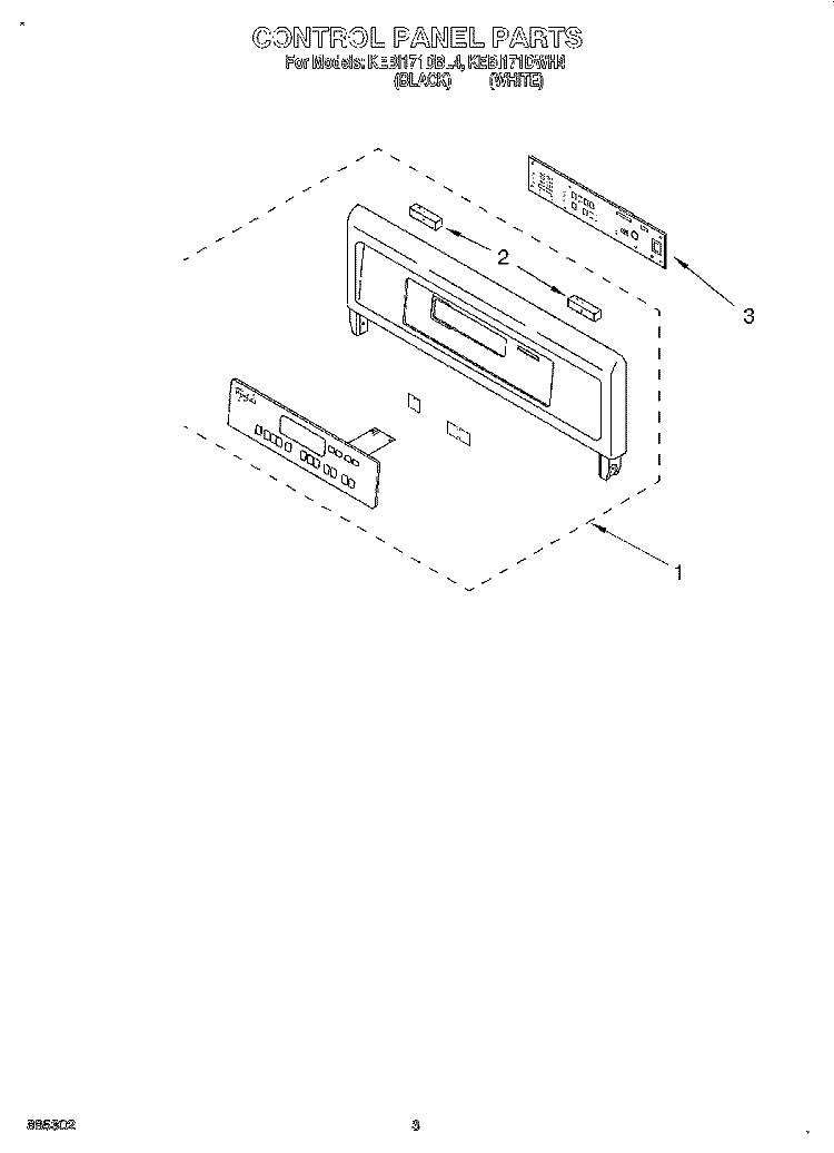 CONTROL PANEL, LITERATURE Diagram and Parts List for KEBI171DWH4  KitchenAid Wall Oven