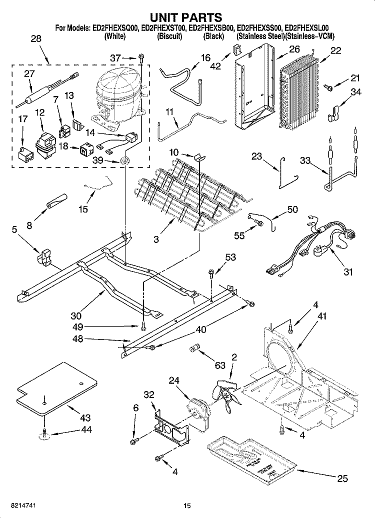 UNIT PARTS Diagram and Parts List for ED2FHEXSL00  Whirlpool Refrigerator