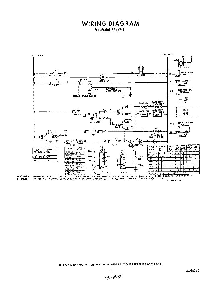 WIRING DIAGRAM Diagram and Parts List for F8557^1  Whirlpool Range