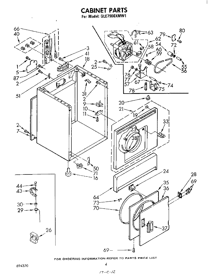 SECTION Diagram and Parts List for GLE7900XMW1  Whirlpool Dryer