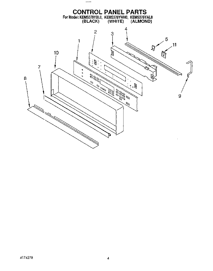 CONTROL, LITERATURE Diagram and Parts List for KEMS378YBL0  KitchenAid Wall Oven