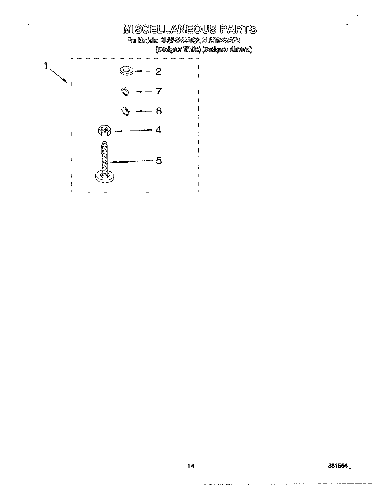 MISCELLANEOUS, LIT/OPTIONAL Diagram and Parts List for 2LSR5233BQ2  Whirlpool Washer