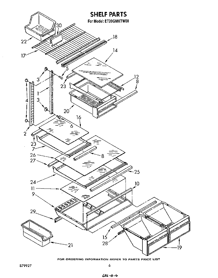 SHELF Diagram and Parts List for ET20GMXTF00  Whirlpool Refrigerator