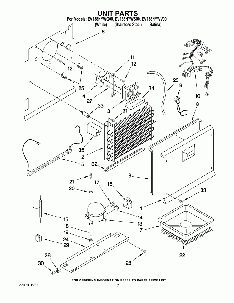 UNIT PARTS Diagram and Parts List for EV188NYWQ00  Whirlpool Freezer