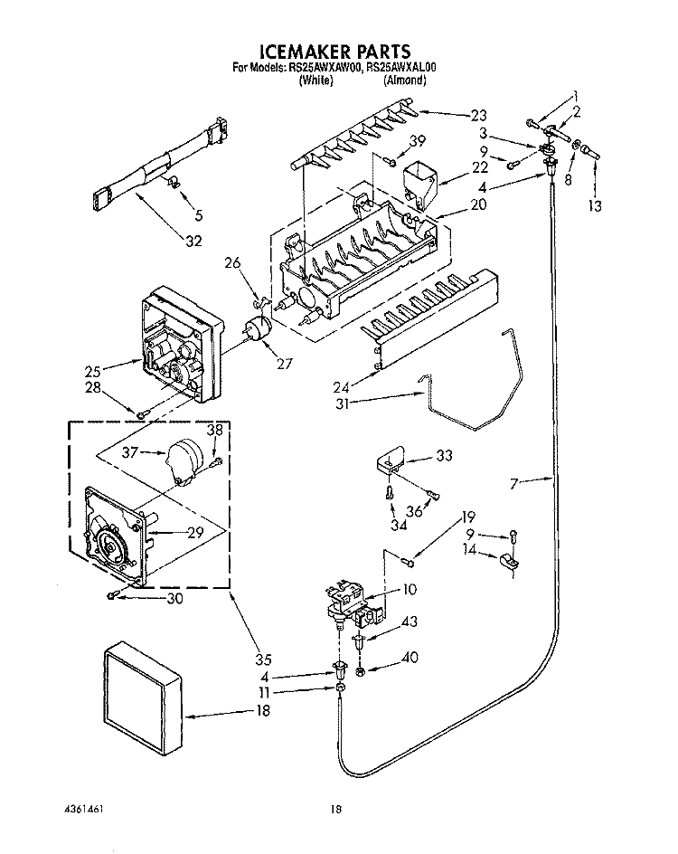 ICEMAKER, LIT/OPTIONAL Diagram and Parts List for RS25AWXAW00  Roper Refrigerator