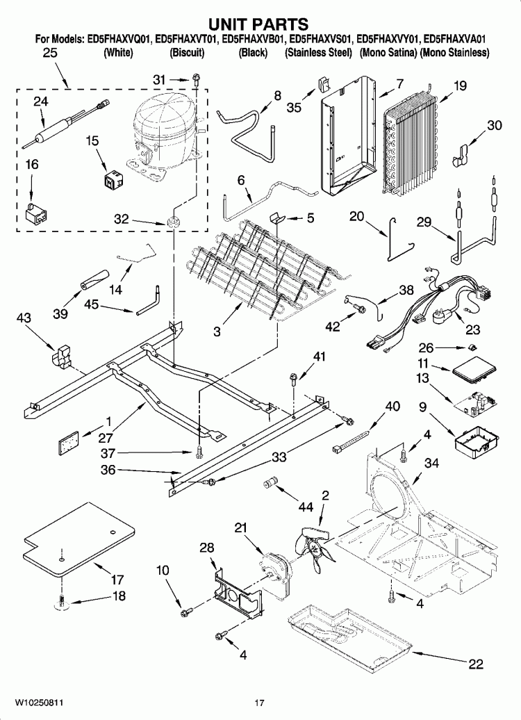 UNIT PARTS Diagram and Parts List for ED5FHAXVB01  Whirlpool Refrigerator