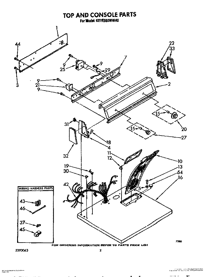 TOP AND CONSOLE Diagram and Parts List for KEYE560WTO0  KitchenAid Dryer