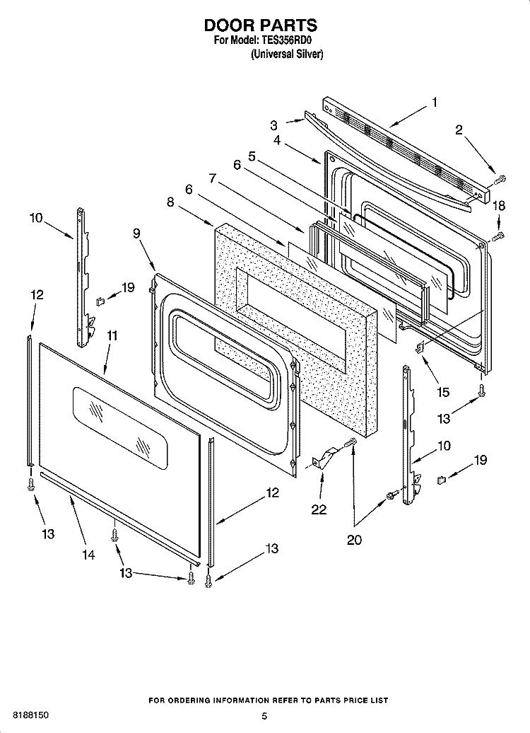 DOOR PARTS Diagram and Parts List for TES356RD0  Estate Range