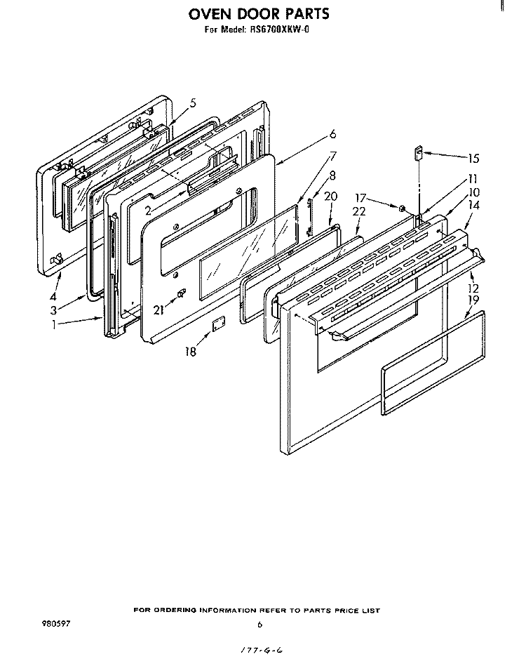 OVEN DOOR , LITERATURE AND OPTIONAL Diagram and Parts List for RS6700XKW0  Whirlpool Range