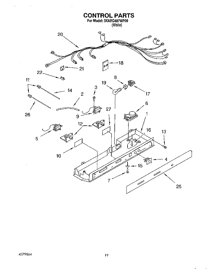 CONTROL, LIT/OPTIONAL Diagram and Parts List for 3XARG497WP00  Whirlpool Refrigerator