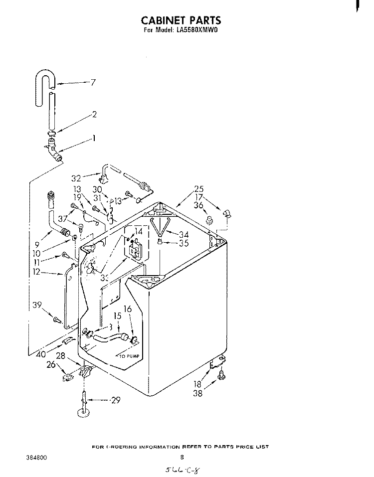 CABINET Diagram and Parts List for LA5580XMW0  Whirlpool Washer