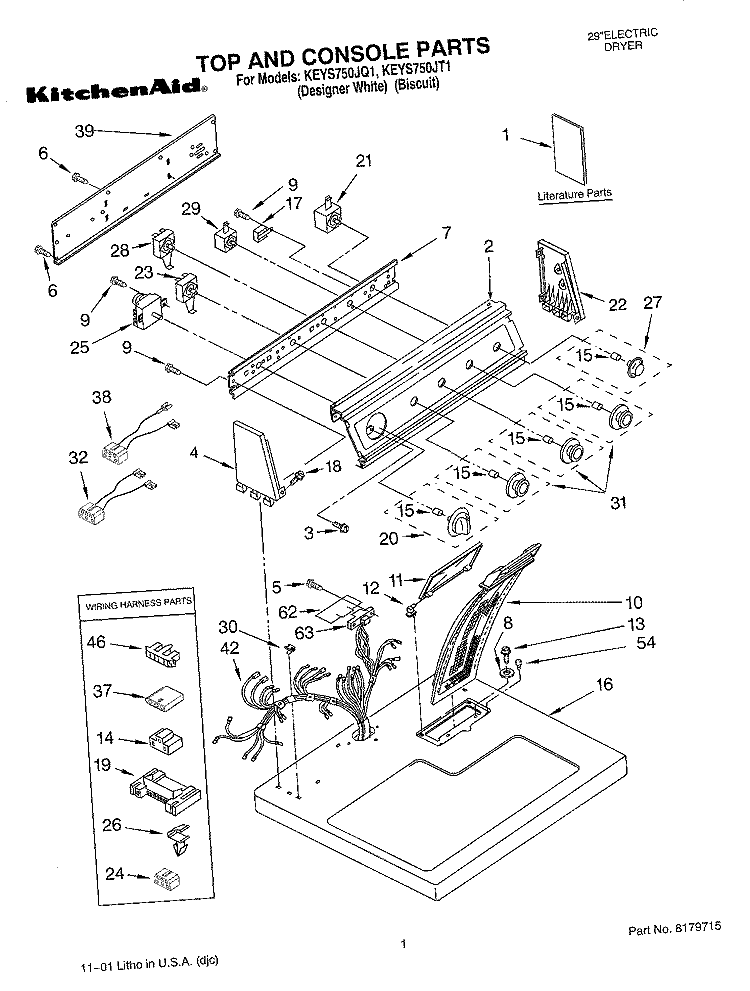 SECTION Diagram and Parts List for KEYS750JQ1  KitchenAid Dryer