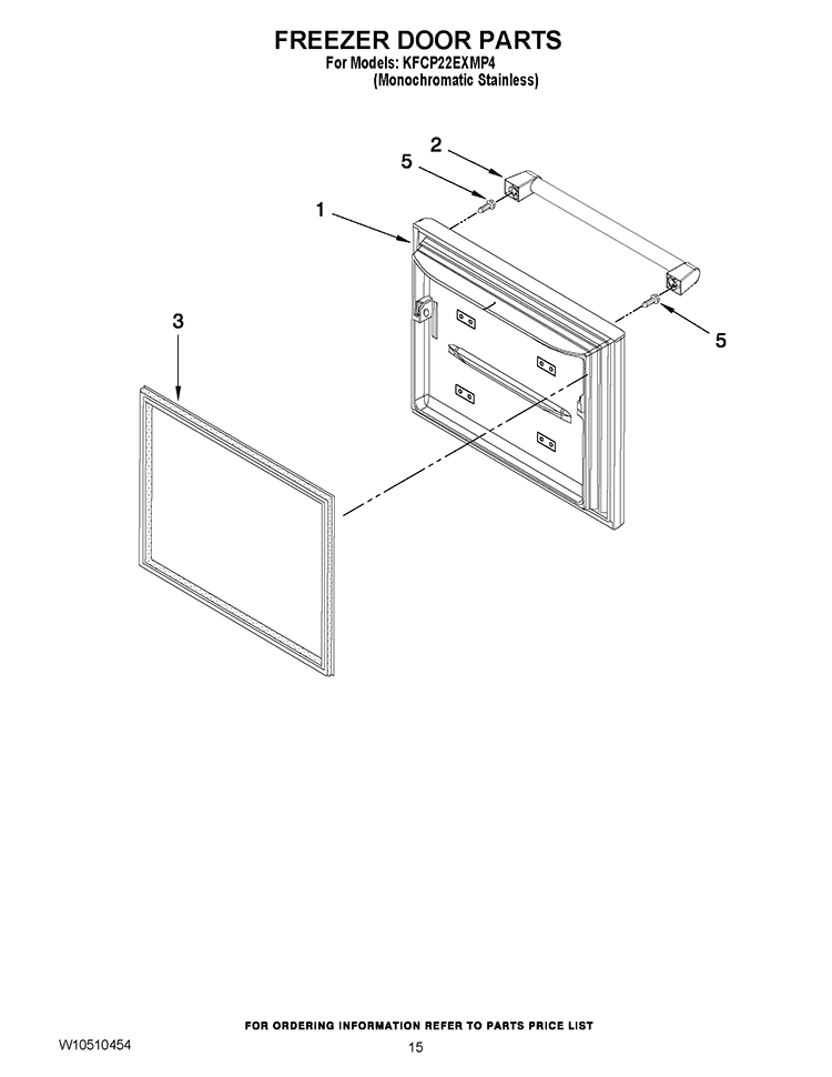 FREEZER DOOR PARTS Diagram and Parts List for KFCP22EXMP4  KitchenAid Refrigerator