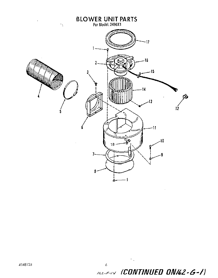 BLOWER UNIT Diagram and Parts List for 2496^1  Whirlpool Range