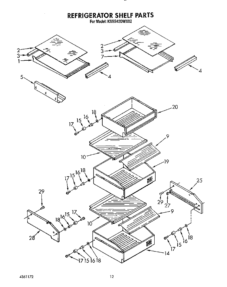 REFRIGERATOR SHELF Diagram and Parts List for KSSS42DWX02  KitchenAid Refrigerator