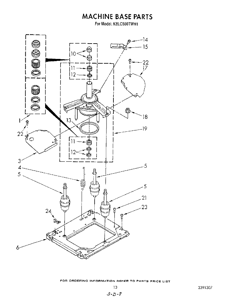 MACHINE BASE Diagram and Parts List for KELC500TAL1  KitchenAid Washer Dryer Combo
