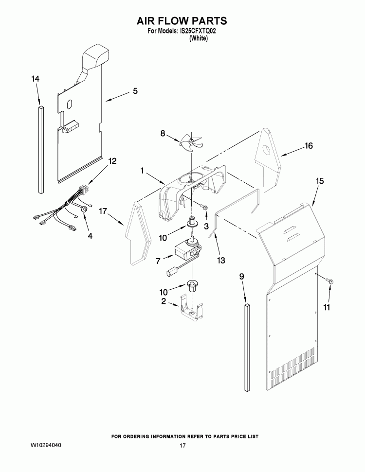 AIR FLOW PARTS Diagram and Parts List for IS25CFXTQ02  Inglis Refrigerator