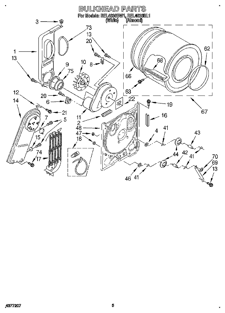 SECTION Diagram and Parts List for REL4636BW1  Roper Dryer