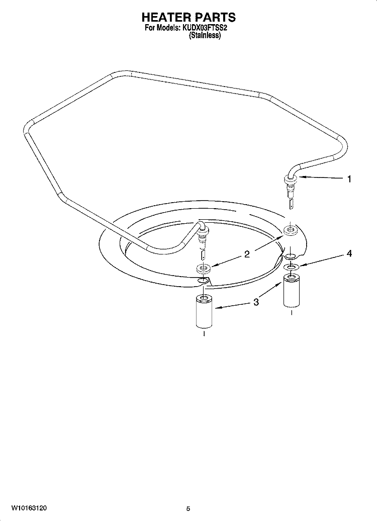 HEATER PARTS Diagram and Parts List for KUDX03FTSS2  KitchenAid Dishwasher