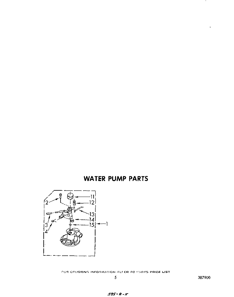 WATER PUMP PARTS Diagram and Parts List for 3LA5800XPW1  Whirlpool Washer