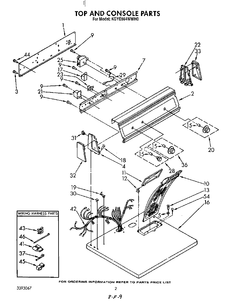 TOP AND CONSOLE, LITERATURE AND OPTIONAL Diagram and Parts List for KGYE664WTO0  KitchenAid Dryer