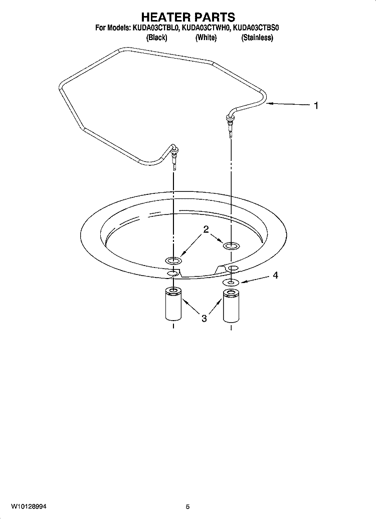 HEATER PARTS Diagram and Parts List for KUDA03CTBS0  KitchenAid Dishwasher