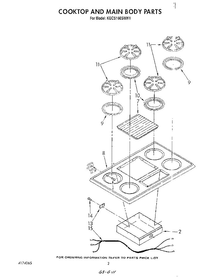 SECTION Diagram and Parts List for KGCS160SWH1  KitchenAid Cooktop