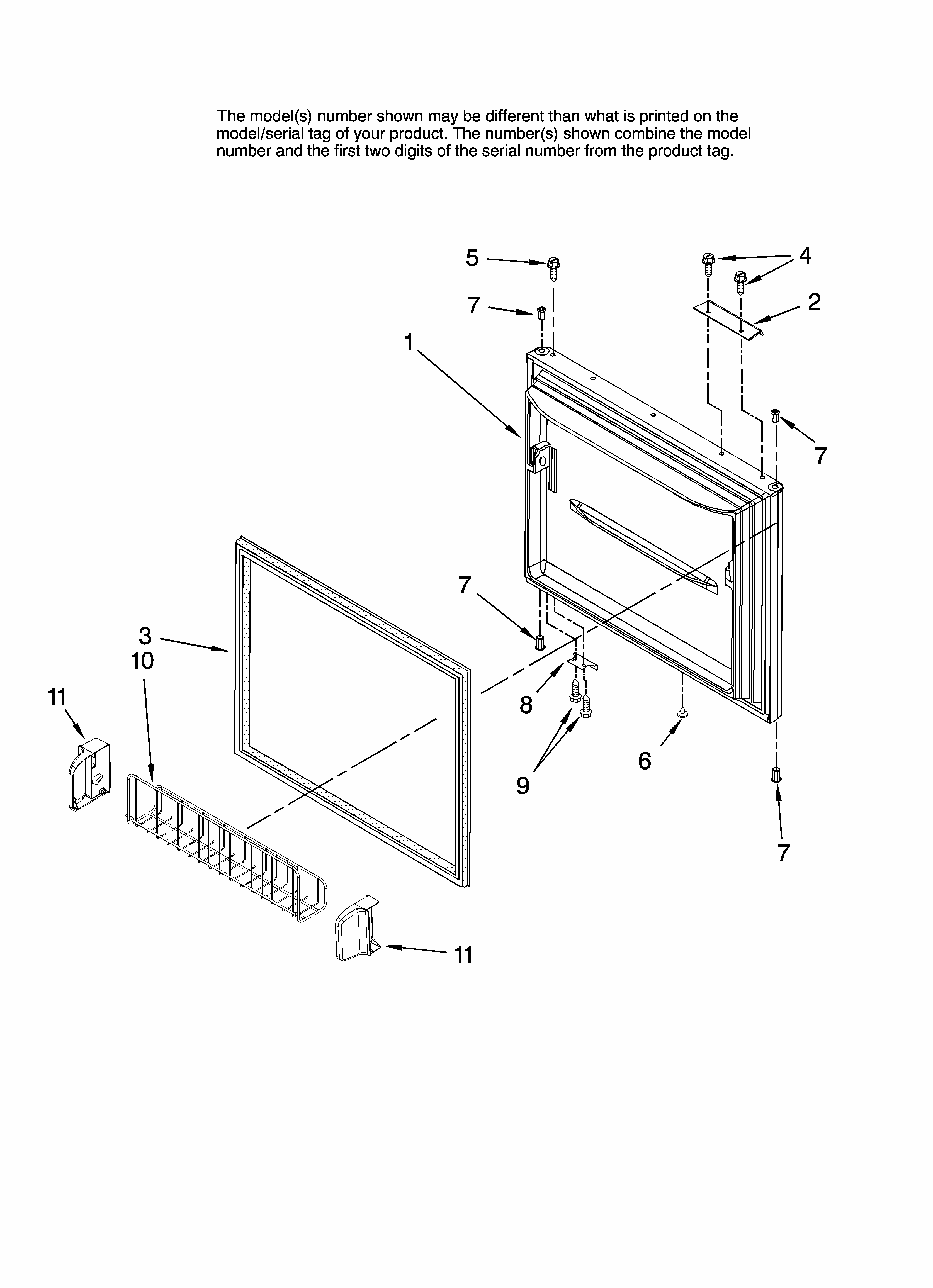 Freezer Door Parts Diagram and Parts List for GB9SHKXMQ12  Whirlpool Refrigerator