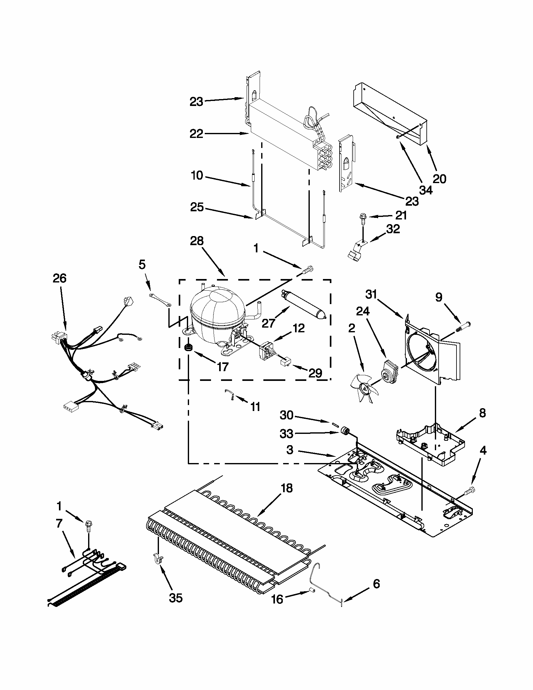 Unit Parts Diagram and Parts List for 59669912013  Kenmore Refrigerator