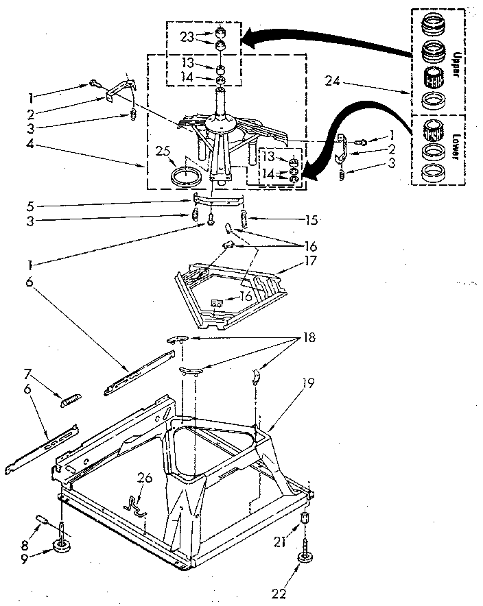 Machine Base Diagram and Parts List for LA5300XSM1  Whirlpool Washer