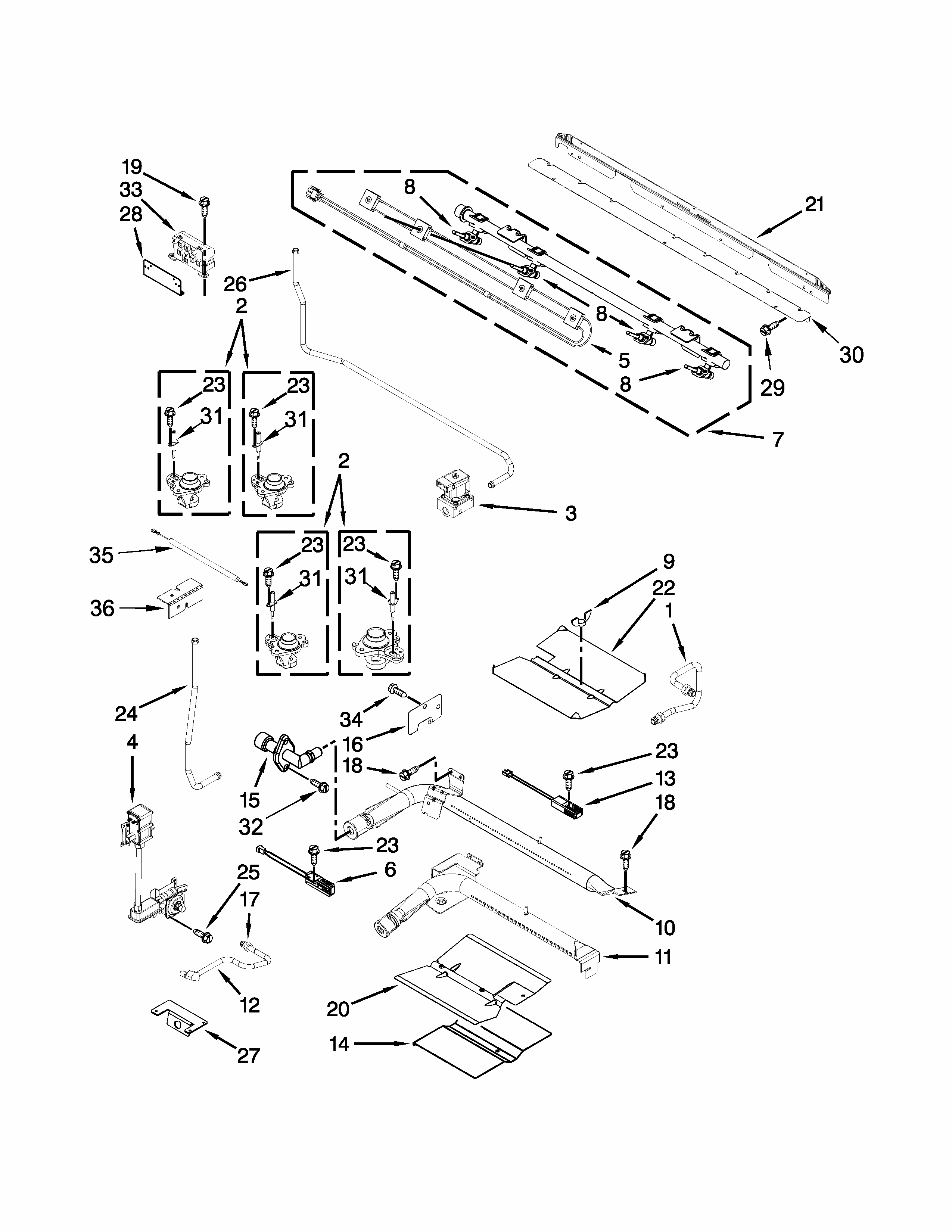 Manifold Parts Diagram and Parts List for IGS900DS01  Whirlpool Range