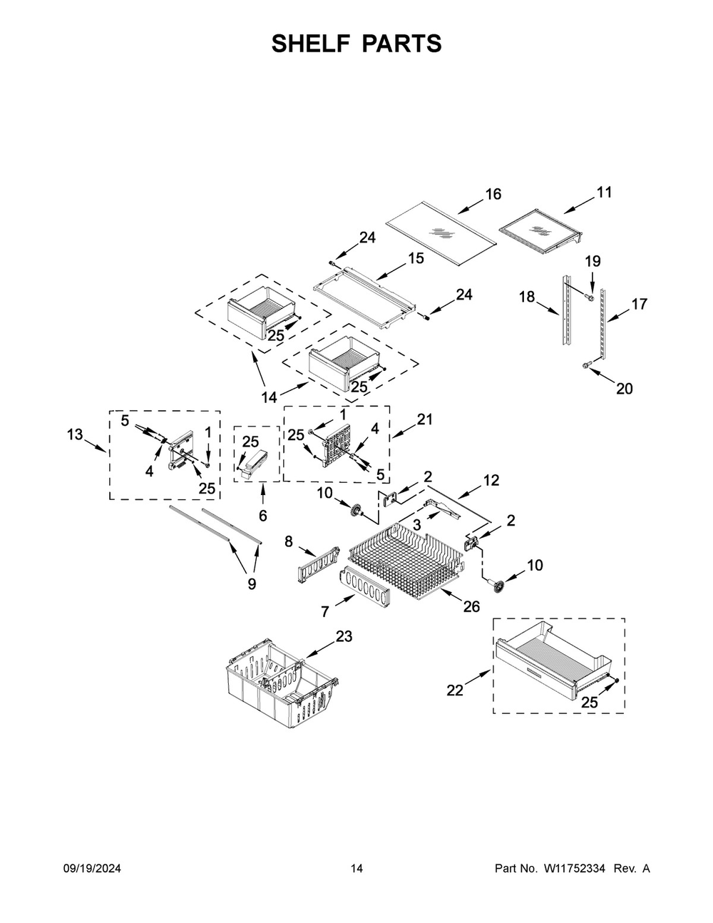 08 - Shelf Parts Diagram and Parts List for WRFF3236RV00  Whirlpool Refrigerator
