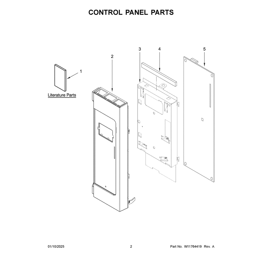 Control Panel Parts Diagram and Parts List for WMMS3130RS02  Whirlpool Microwave