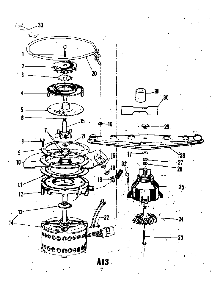 ^motor Heater And Spray Arm Diagram and Parts List for 8579900  Roper Dishwasher