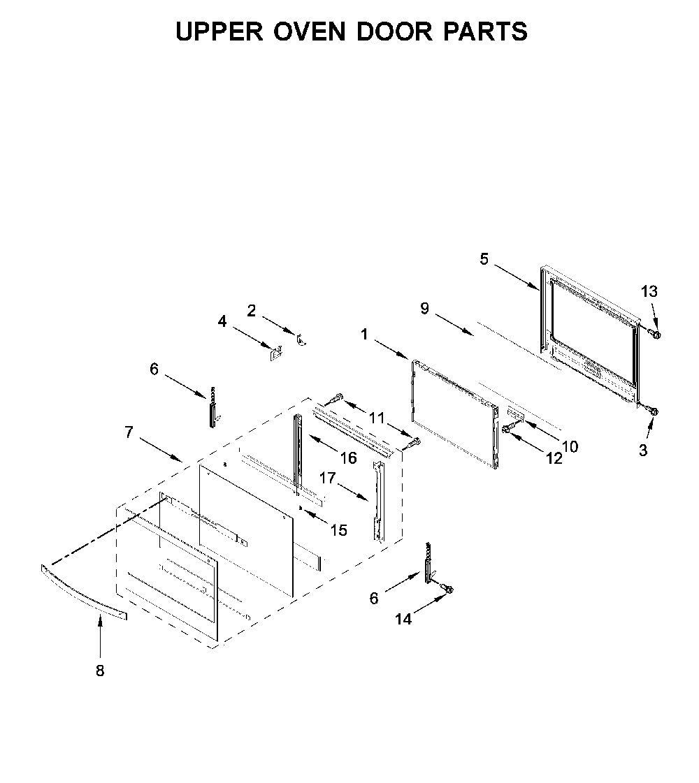 Upper oven door parts Diagram and Parts List for WOD51EC7HS02  Whirlpool Wall Oven