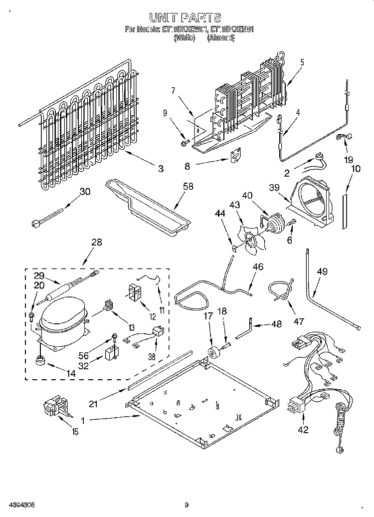 UNIT Diagram and Parts List for ET19DKXEN01  Whirlpool Refrigerator