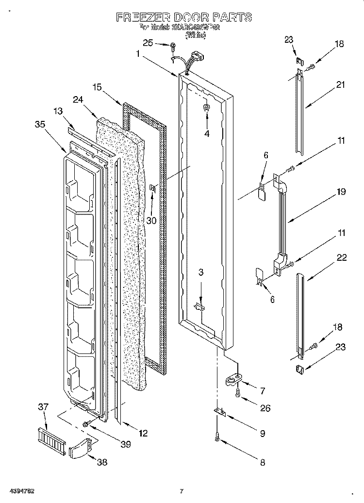 FREEZER DOOR Diagram and Parts List for 3XARG496WP02  Whirlpool Refrigerator