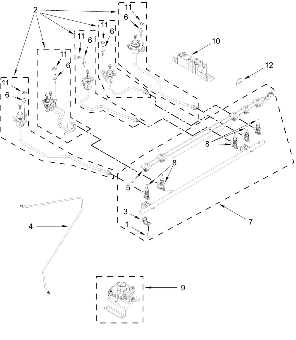 Manifold Parts Diagram and Parts List for JDS1450ML2  Whirlpool Range