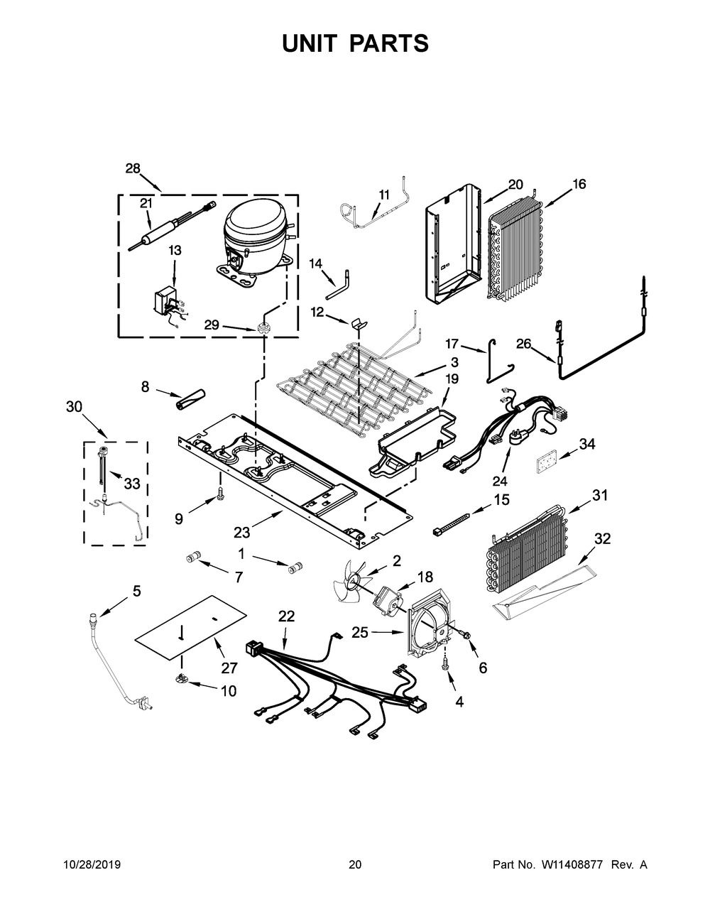 Unit Parts Diagram and Parts List for KRSF705HBS00  Whirlpool Refrigerator