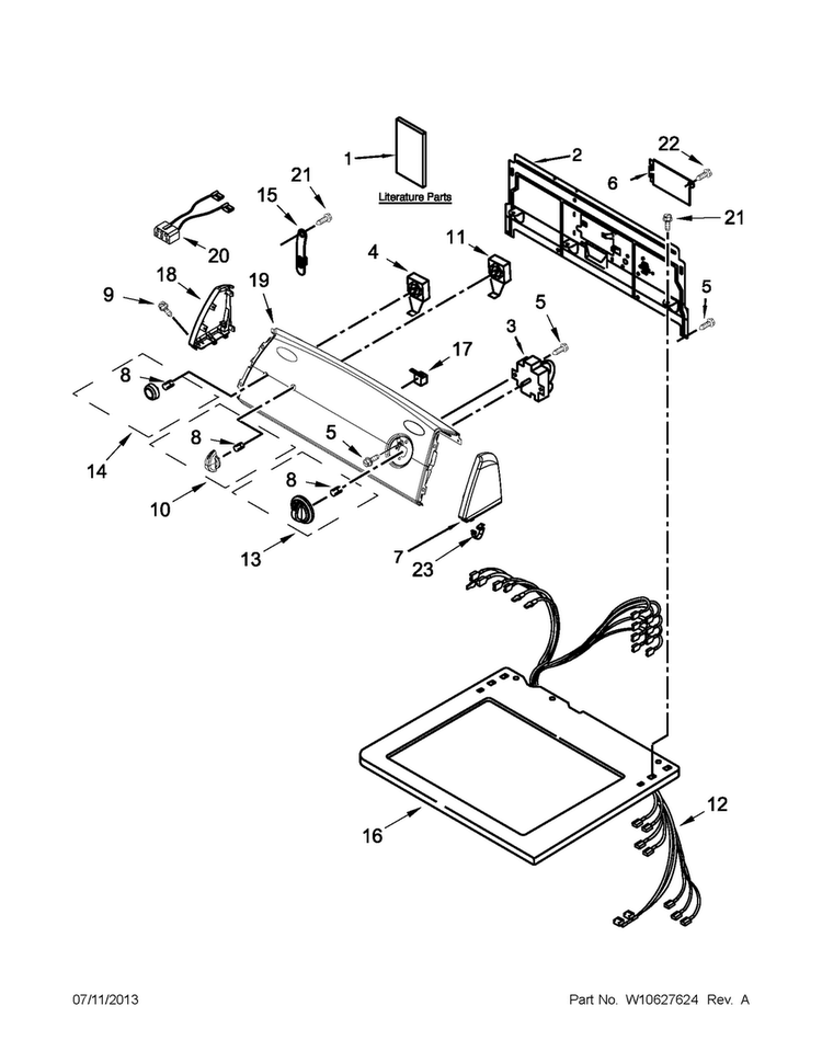 Top And Console Parts Diagram and Parts List for 3LWGD4800YQ3  Whirlpool Dryer