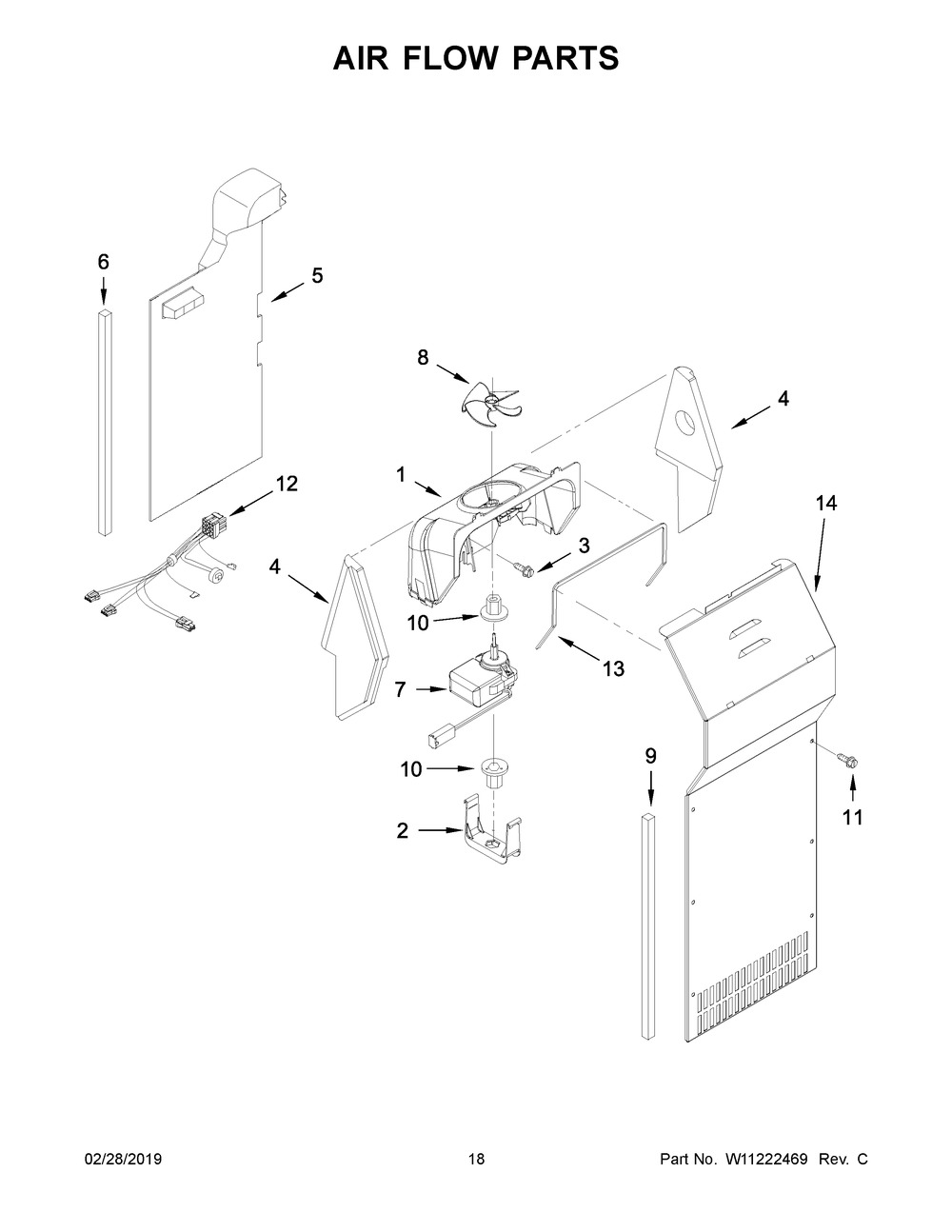 Air Flow Parts Diagram and Parts List for IRS335SDHM00  Whirlpool Refrigerator