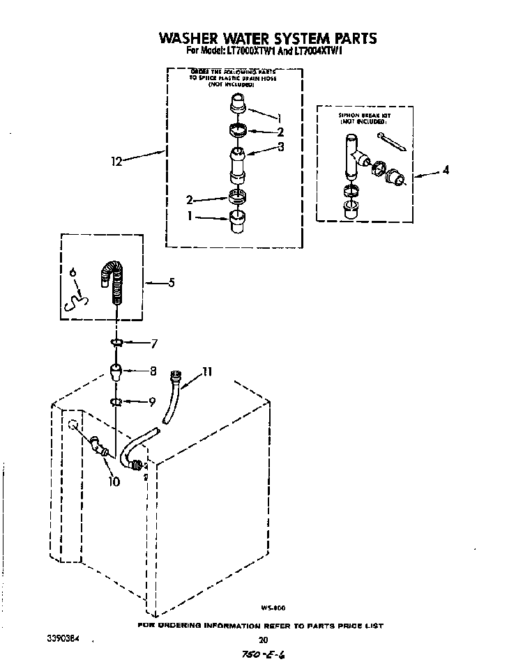 Washer Water System Diagram and Parts List for LT5004XTW1  Whirlpool Washer Dryer Combo