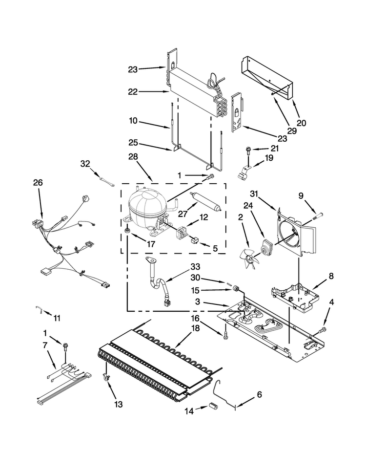 Unit Parts Diagram and Parts List for KRFC300EWH01  KitchenAid Refrigerator