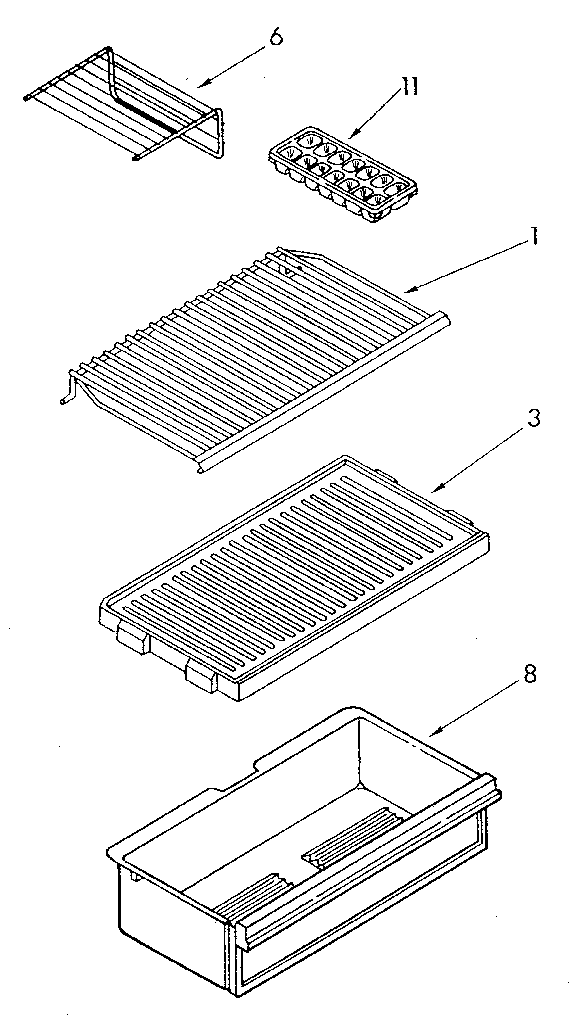 Shelf Diagram and Parts List for ET14JKXSN02  Whirlpool Refrigerator