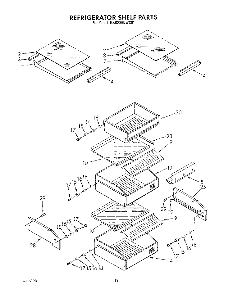 REFRIGERATOR SHELF Diagram and Parts List for KSSS36DWX01  KitchenAid Refrigerator
