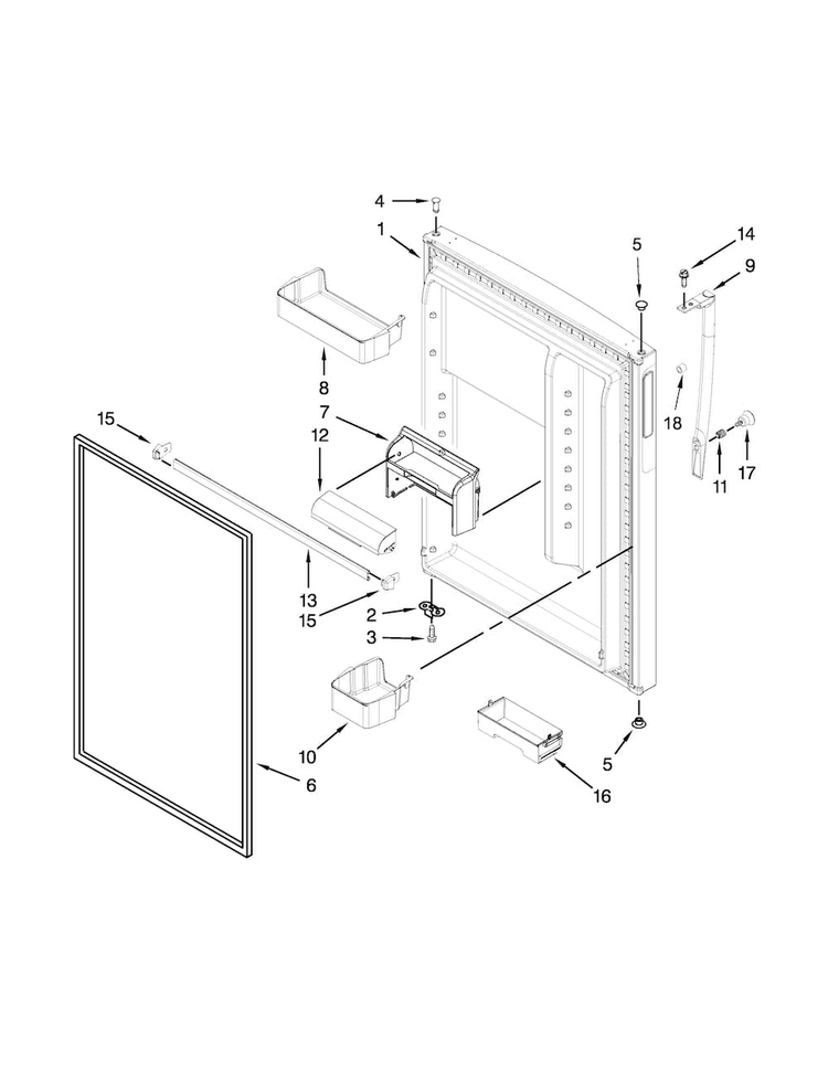 Refrigerator Door Parts Diagram and Parts List for WRT359SFYM02  Whirlpool Refrigerator