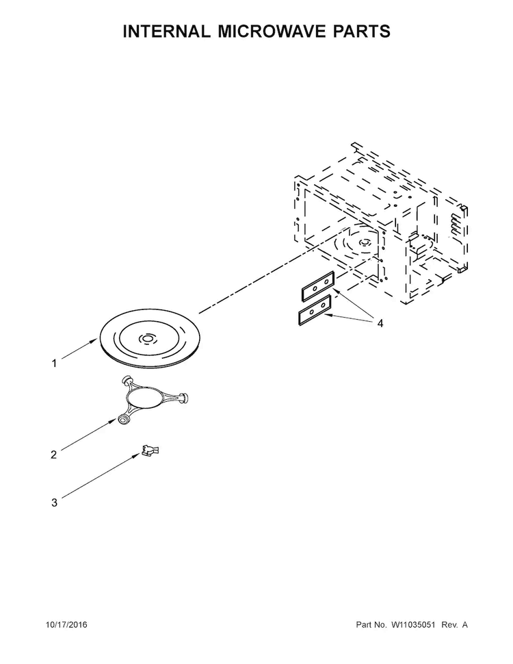 Internal Microwave Parts Diagram and Parts List for WOC54EC0AS04  Whirlpool Microwave