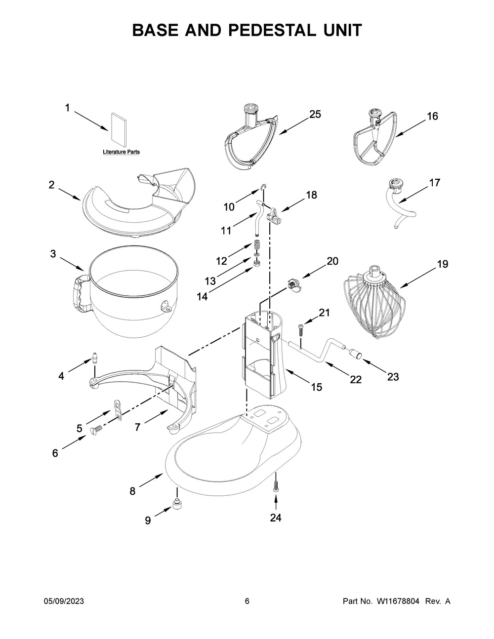 Base And Pedestal Unit Diagram and Parts List for 5KSM70SKXZER0  KitchenAid Mixer