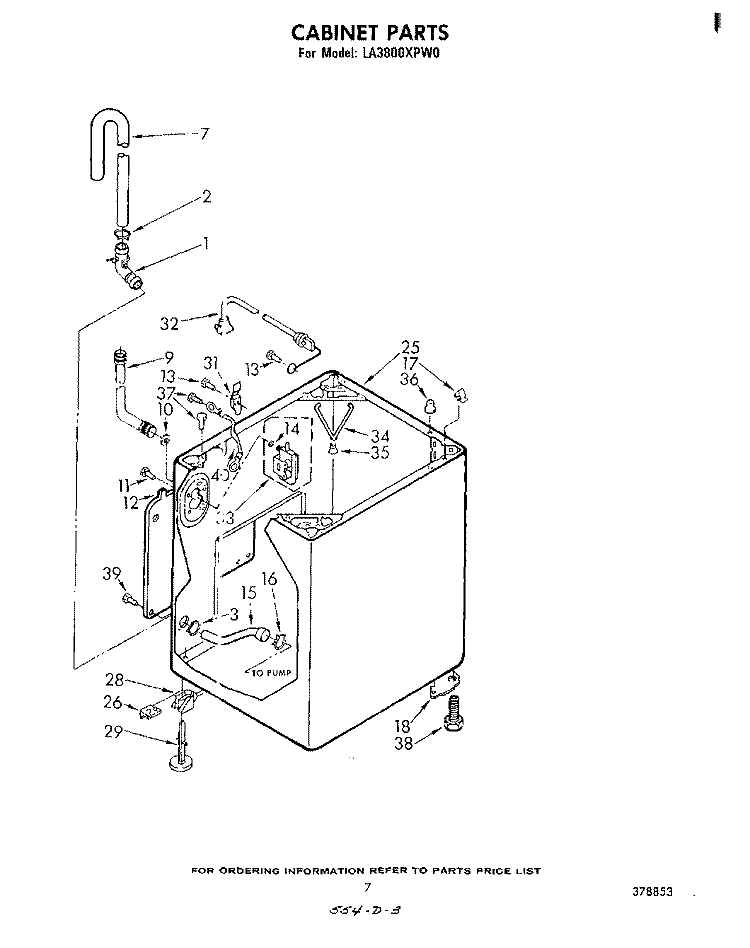 CABINET Diagram and Parts List for LA3800XPW0  Whirlpool Washer