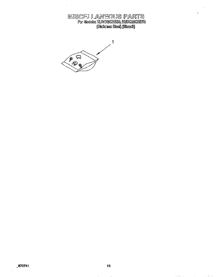 MISCELLANEOUS, LIT/OPTIONAL Diagram and Parts List for KUDC25CHSS0  KitchenAid Dishwasher